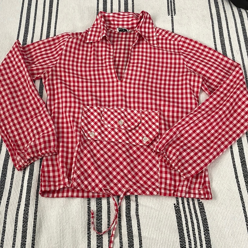 Vintage red gingham blouse